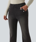 Halara Flex™ Jean bootcut casual taille mi-haute à boutons décoratifs avec poches