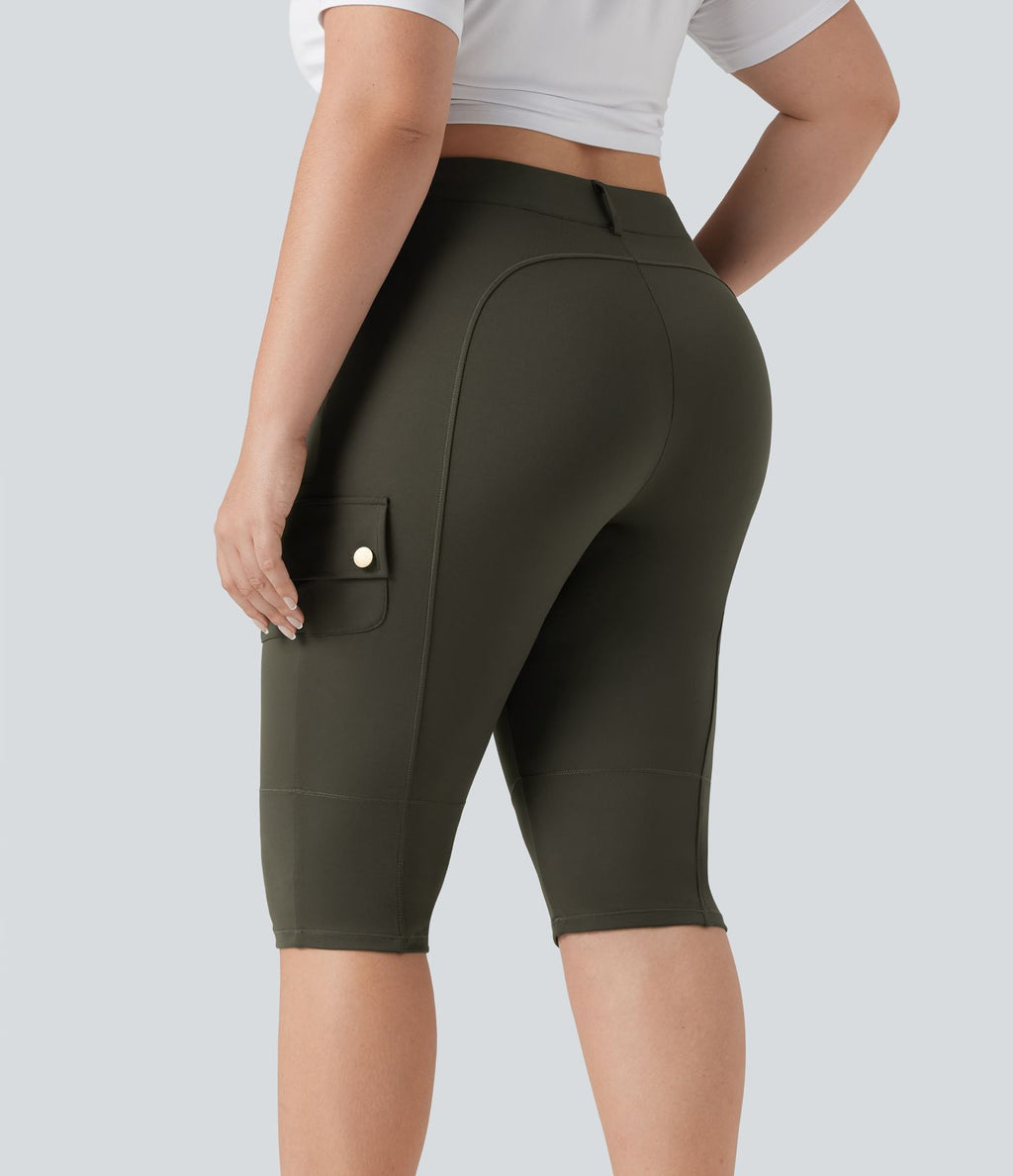 Pantalon cargo grande taille pedal pusher ajusté taille haute DayStretch avec poches