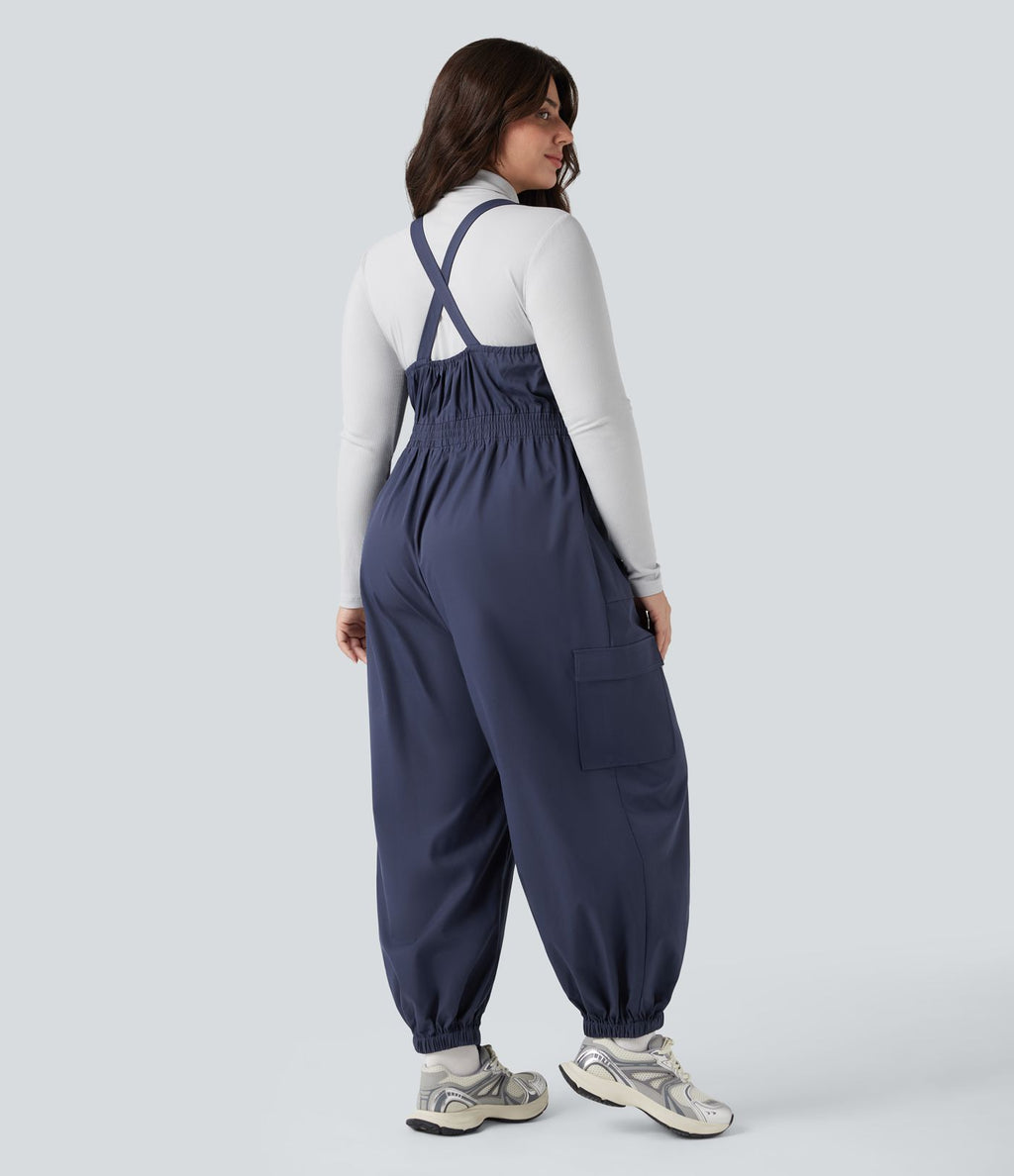 Salopette de randonnée grande taille déperlante résistante à l'usure avec poches zippées