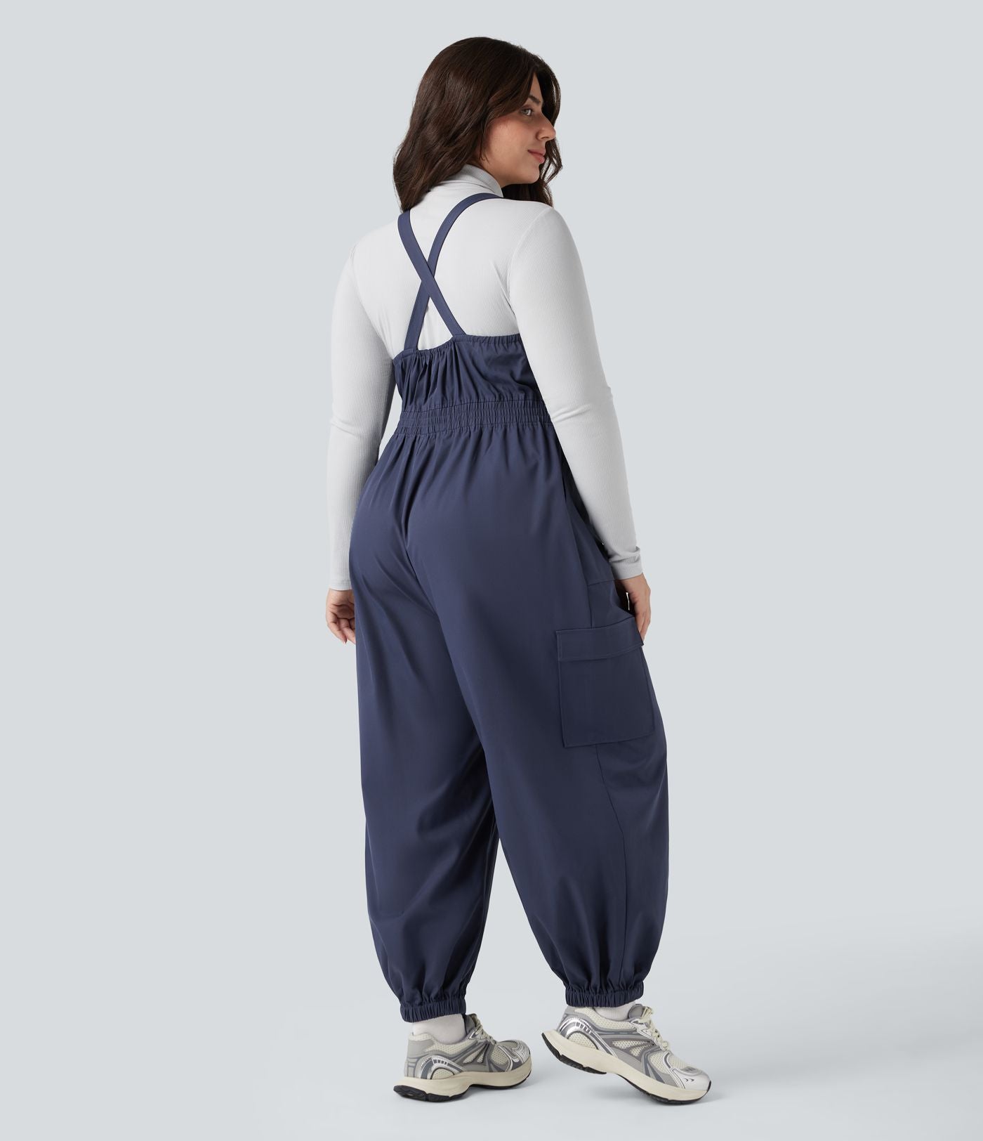 Salopette de randonnée grande taille déperlante résistante à l'usure avec poches zippées