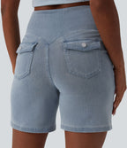 Short en jean Halara Flex™ casual gainant taille haute 17,5 cm avec poches