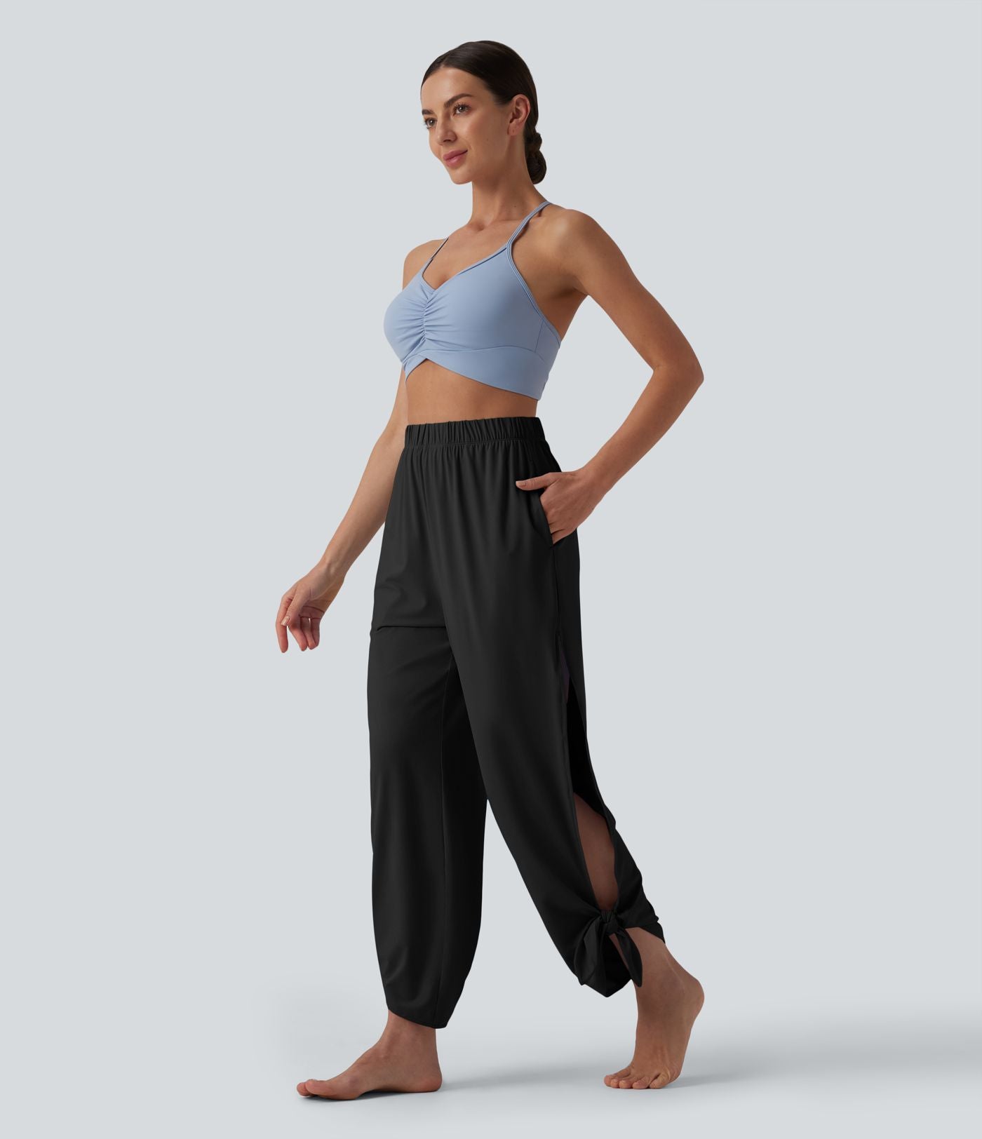 Jogging de yoga taille haute effet frais InstantCool liens sur les côtés avec poches, protection solaire UPF50+