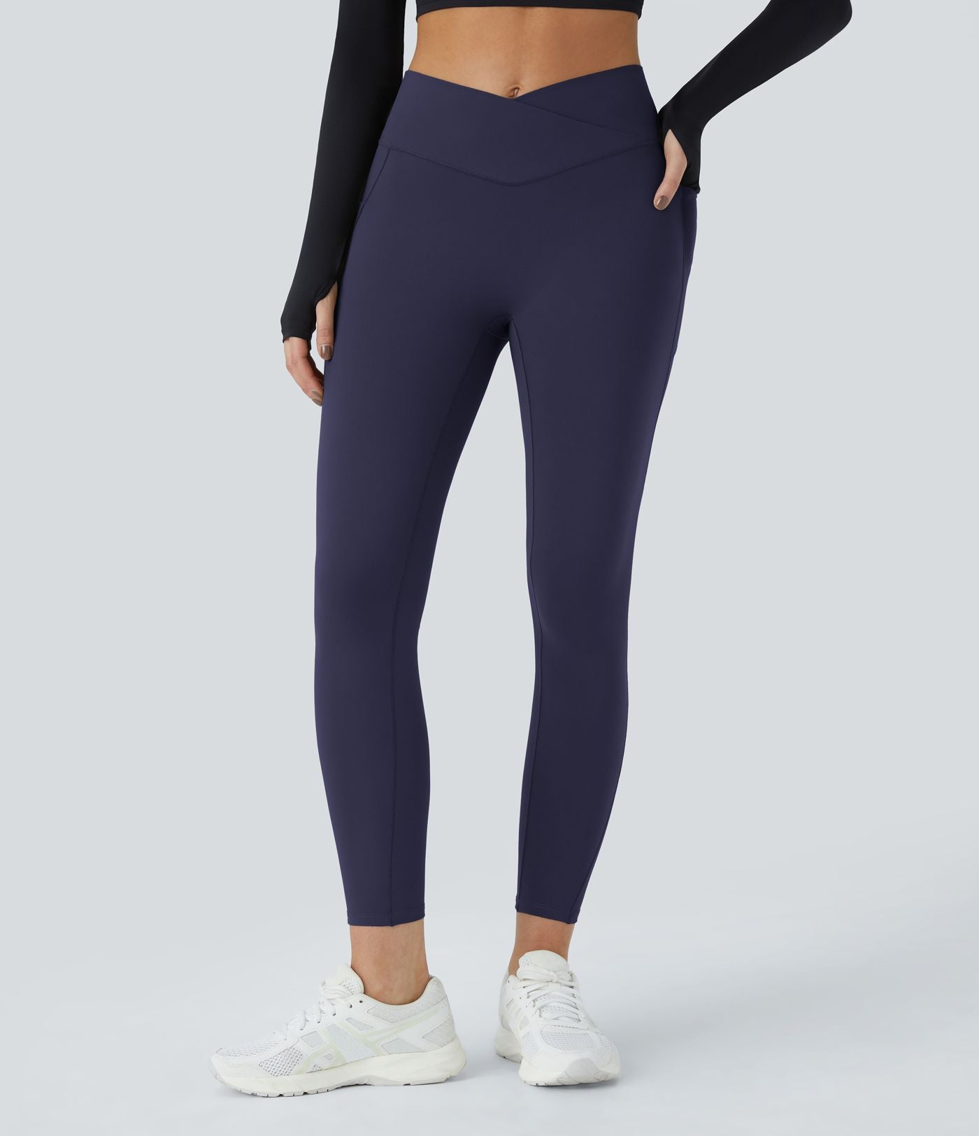 Softlyzero™ Polaire Legging Yoga à Taille Haute Thermique Croisée avec Poches Latérales