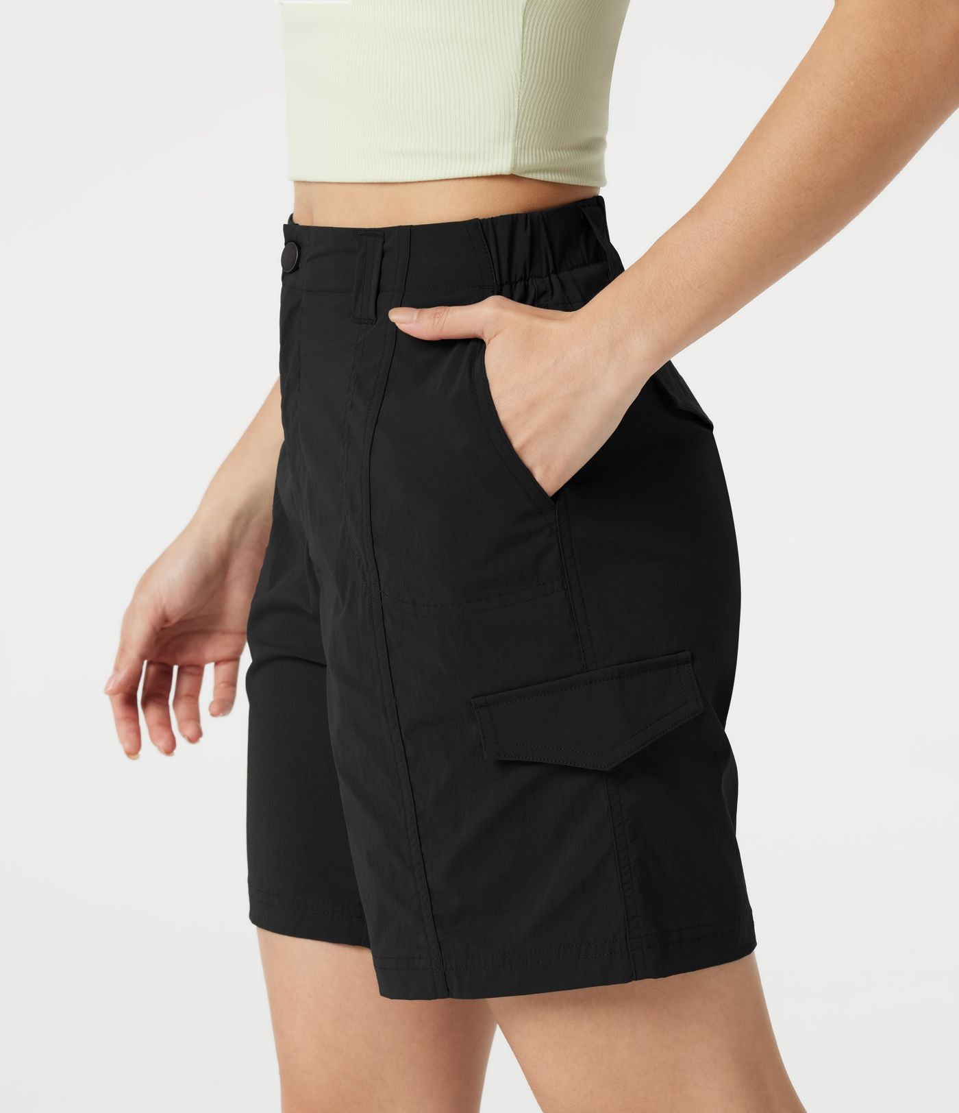 Short cargo bermuda taille mi-haute 17,5 cm avec poches