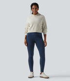 Legging décontracté gainant taille haute effet denim avec poches Halara Flex™