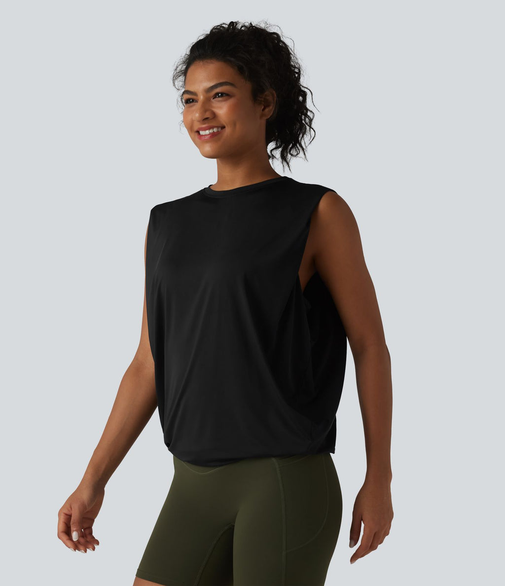 Débardeur de yoga col rond croisé effet frais InstantCool, protection solaire UPF50+
