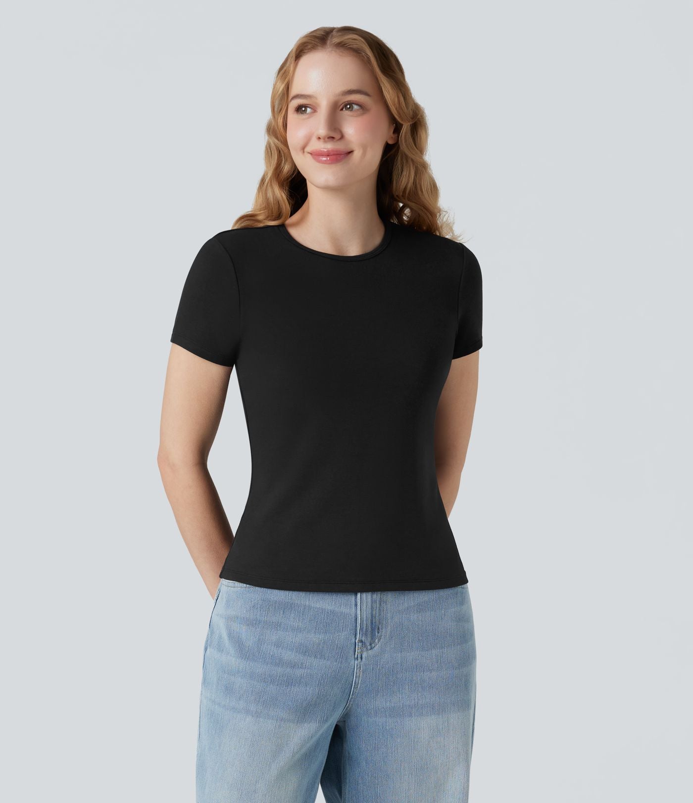 T-shirt chauffant col rond à manches courtes Halara HeatCore