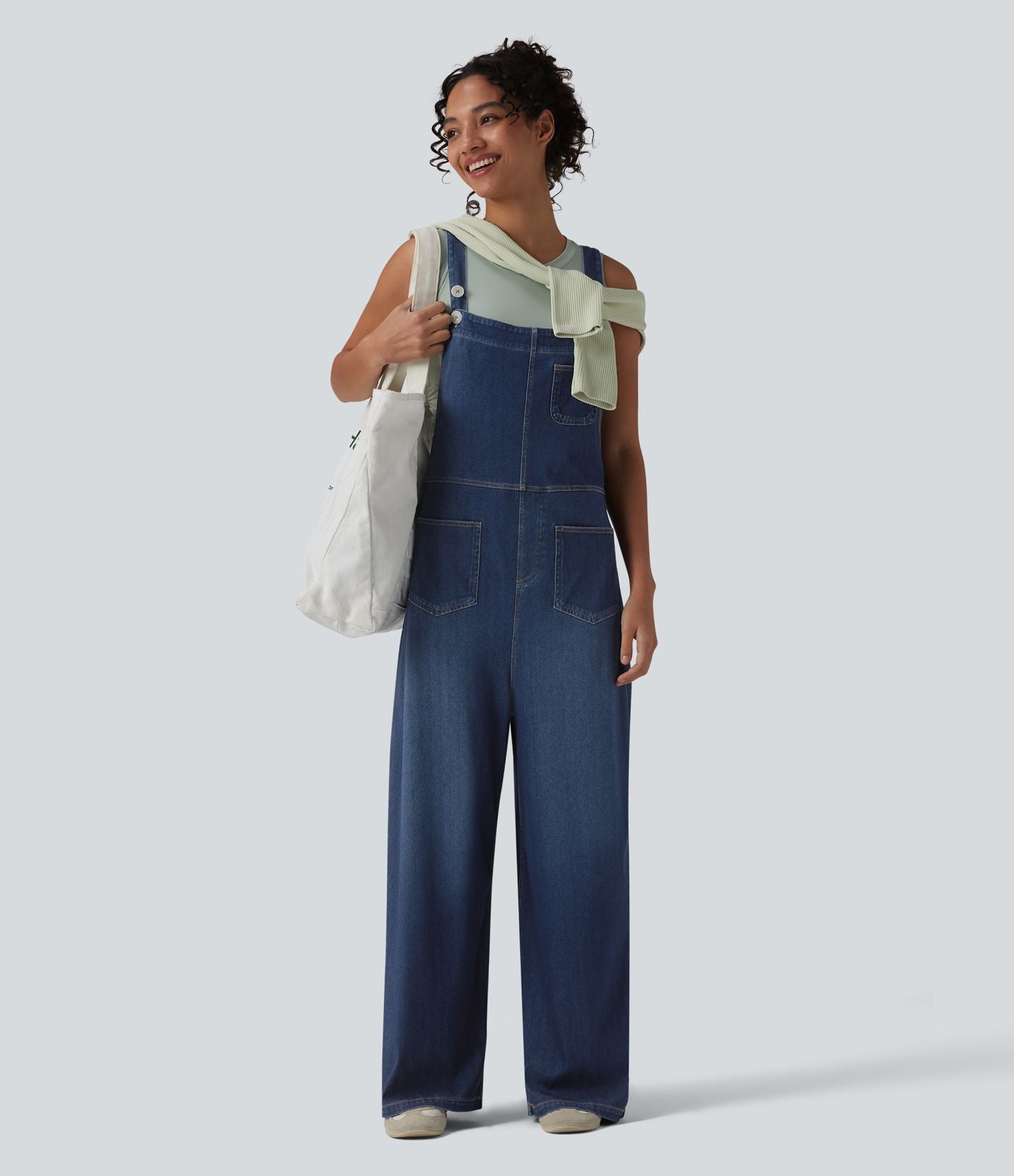 Halara Flex™ Salopette casual ample en lyocell drapé lavé bretelles réglables avec poches