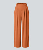 Halara Flex™ Pantalon Tailleur Large Fluide Gaufré Taille Haute Poches Latérales