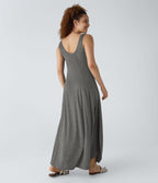 Robe Casual Débardeur Longue Fluide Fendue Dos Nu à Col en U