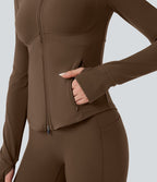 Veste de yoga Halara UltraSculpt™ col montant push-up manches longues à trous pouces avec poches