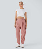 Pantalon de jogging décontracté taille haute fuselé en tissu gaufré avec poche latérale