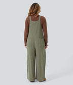 Salopette casual grande taille tricot côtelé avec poches