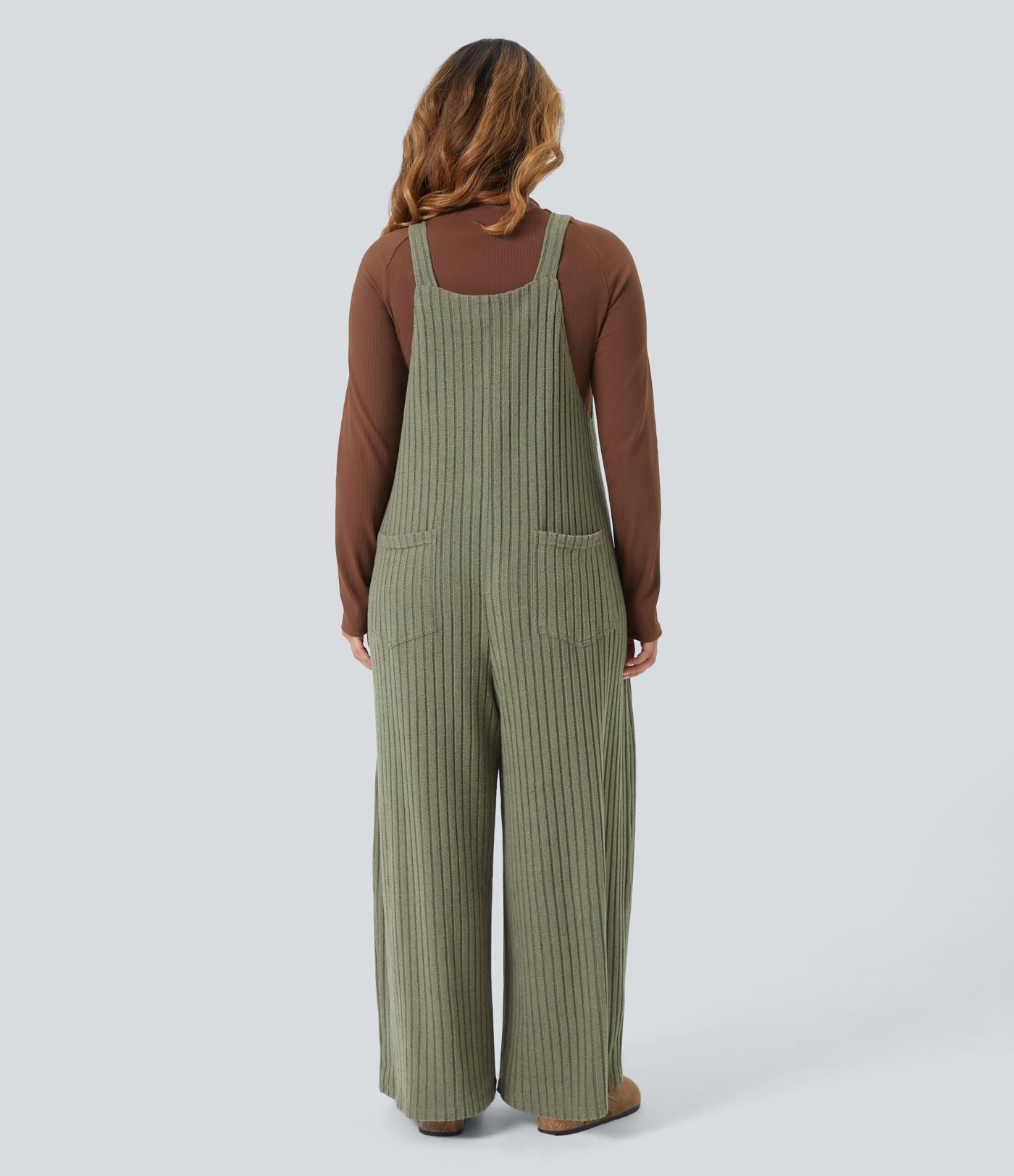 Salopette casual grande taille tricot côtelé avec poches