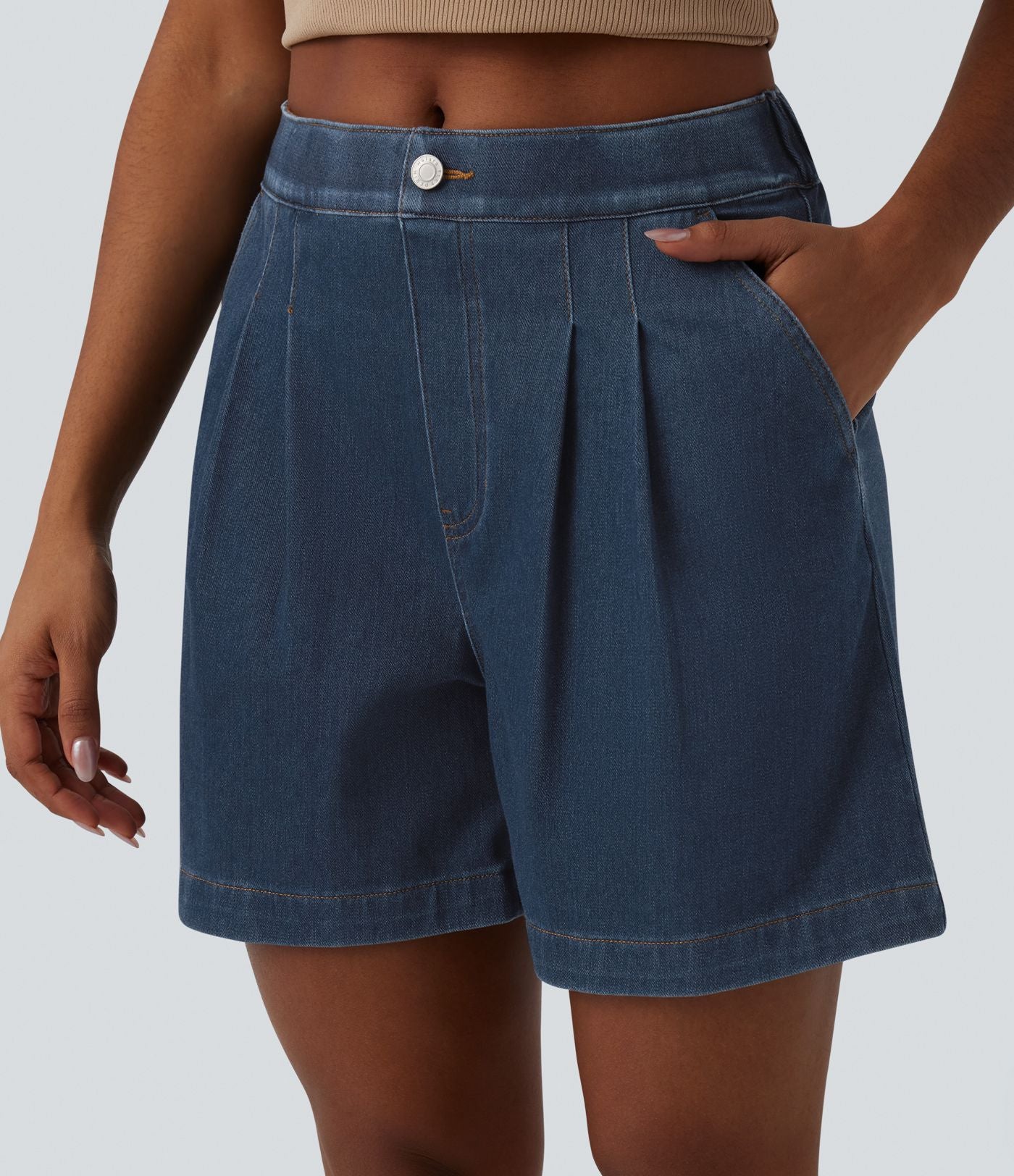 Bermuda en jean Halara Flex™ casual taille mi-haute avec poches