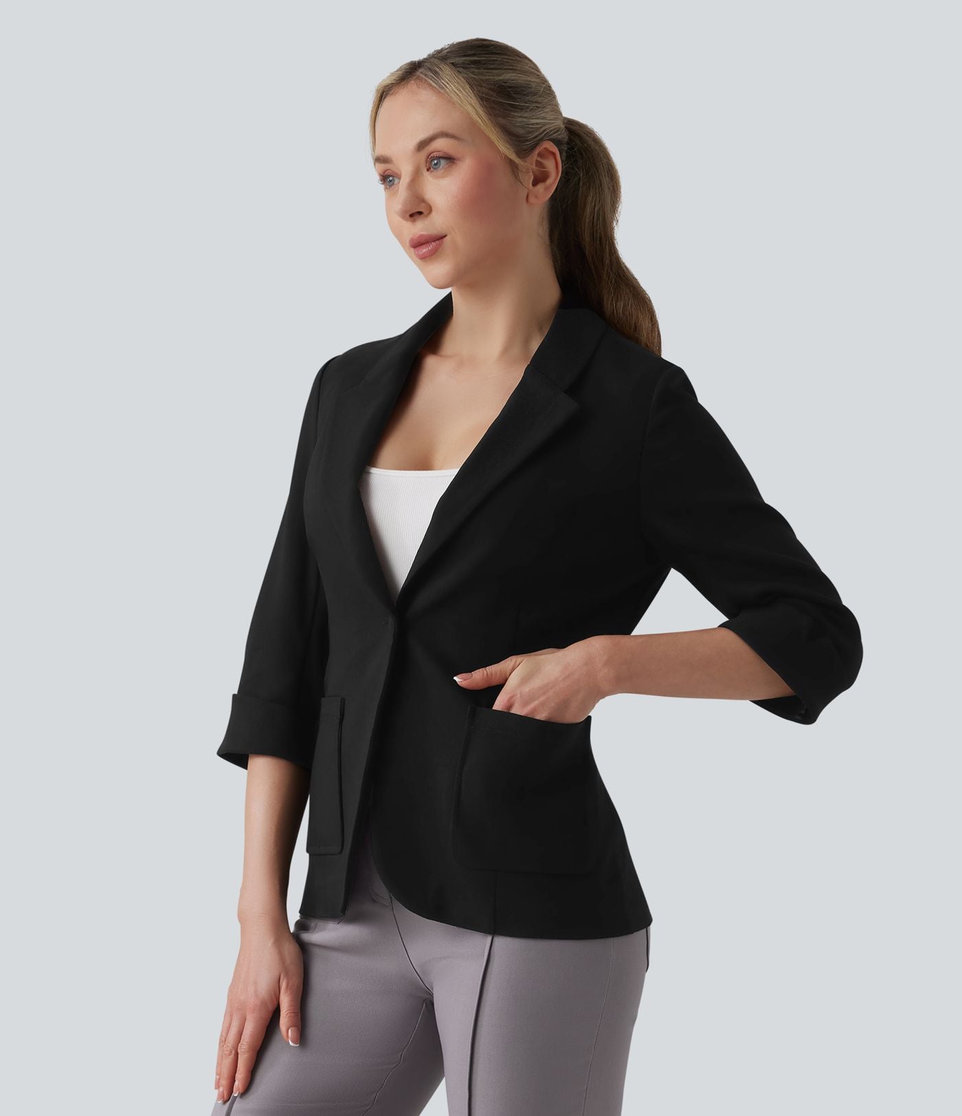 Blazer de travail col châle manches 3/4 avec poches