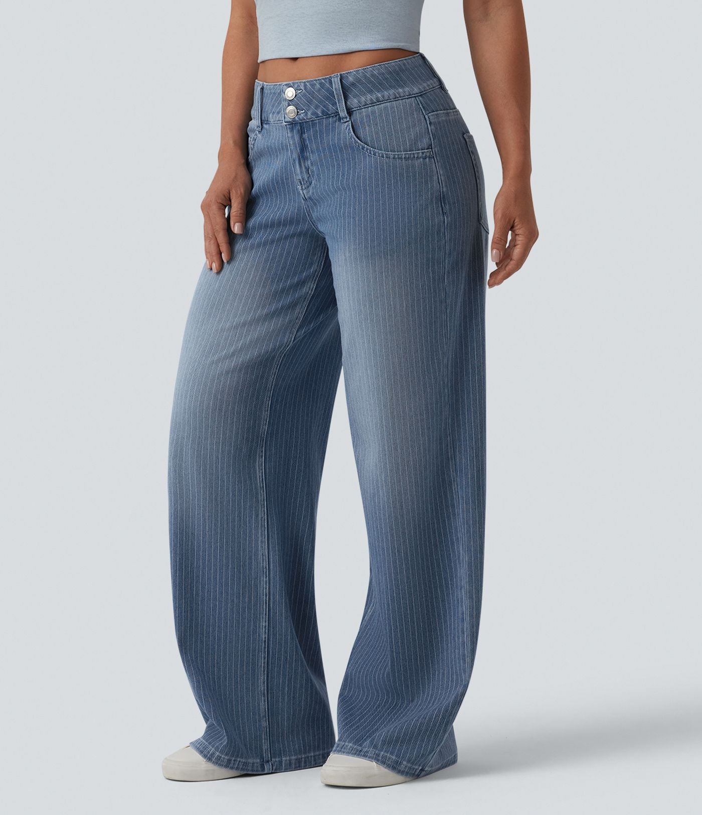 Jean large Halara Flex™ casual taille basse à rayures avec poches