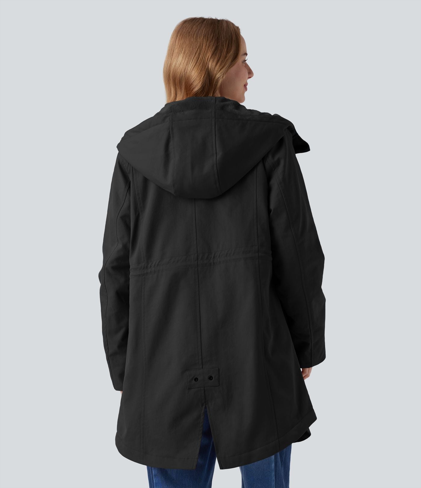 Parka sherpa polaire à capuche avec cordon de serrage et poches