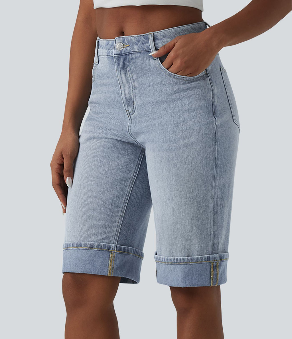 Short tailleur Halara Flex™ denim casual taille mi-haute avec poches