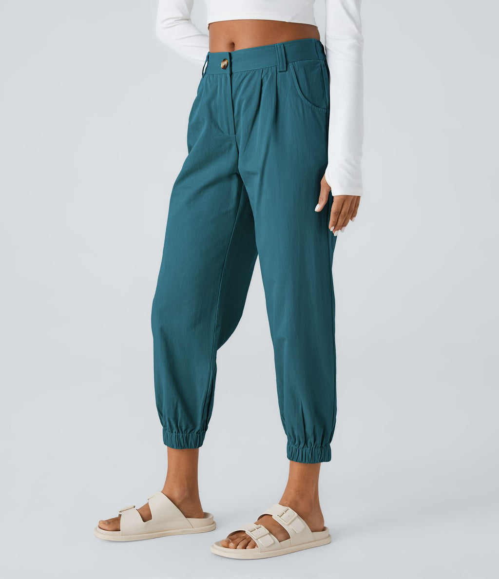 Joggings décontractés à taille mi-haute avec poches
