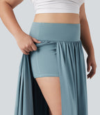 Jupe maxi fluide 2-en-1 gainante taille haute à séchage rapide grande taille Breezeful™