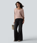 Blouse esprit bureau défroissage facile, col V et manches longues