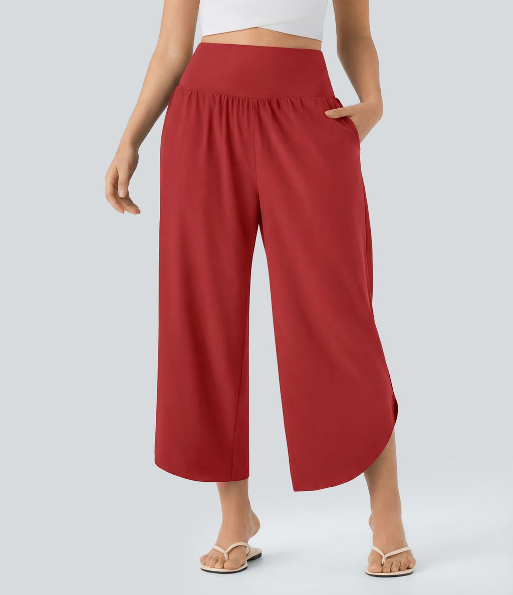 Pantalon fluide resort Breezeful™ à séchage rapide, coupe fendue et effet ventre plat