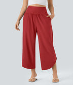 Pantalon fluide resort Breezeful™ à séchage rapide, coupe fendue et effet ventre plat