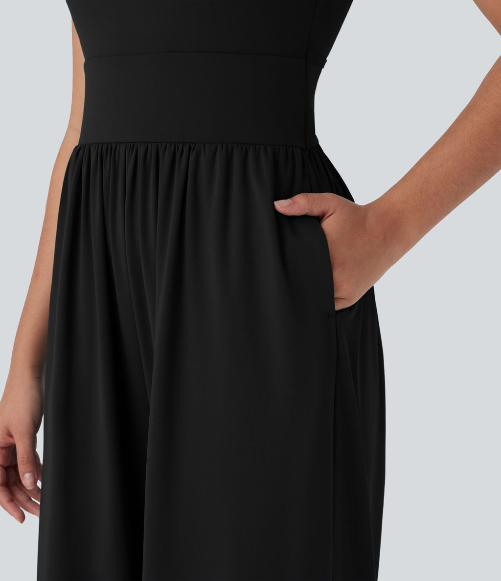 Combinaison de yoga large fluide dos nu bretelles croisées Softlyzero™ Airy Cool Touch avec poches - Easy Peasy