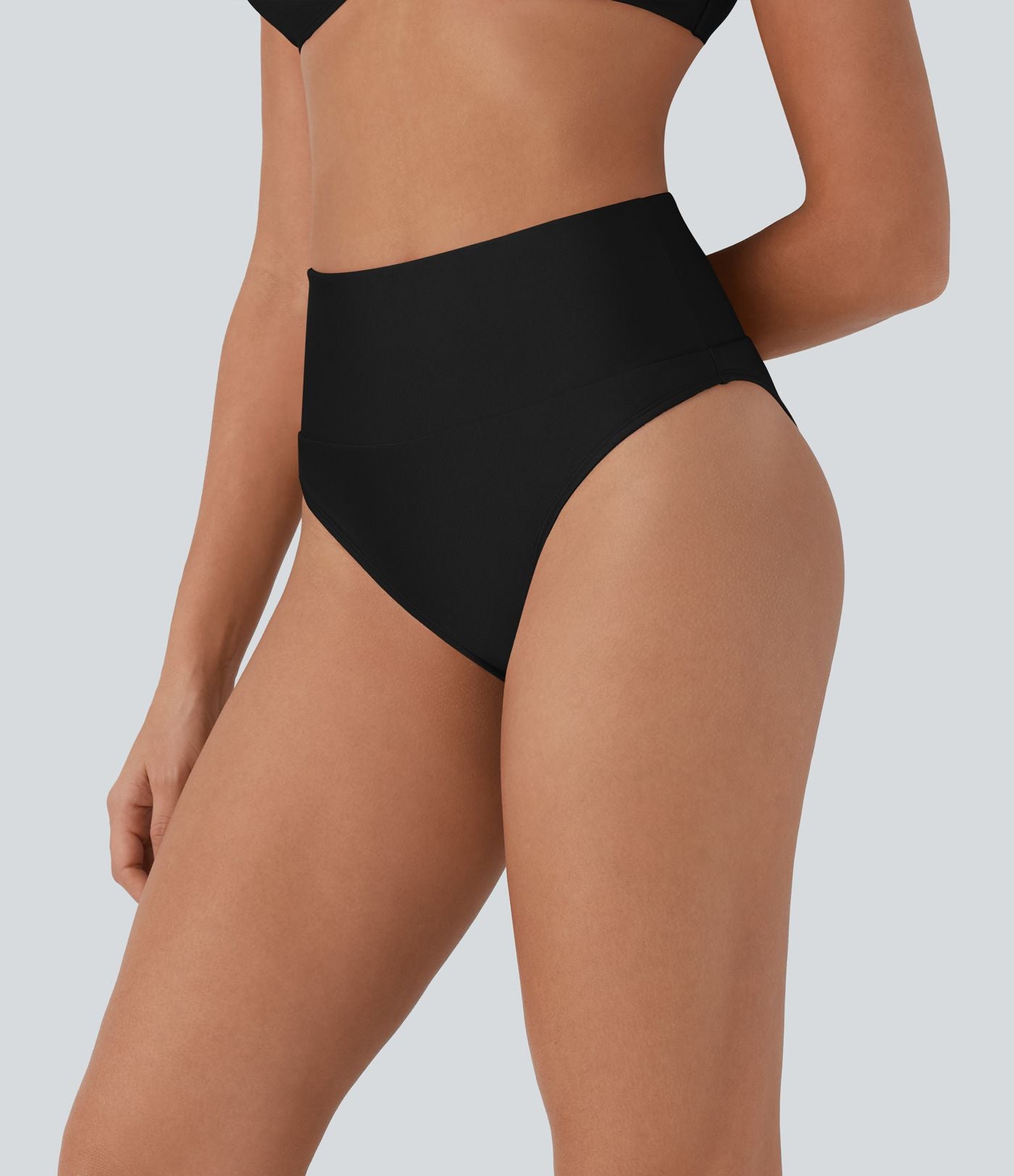 Bas de maillot de bain bikini brillant à taille haute et gainant