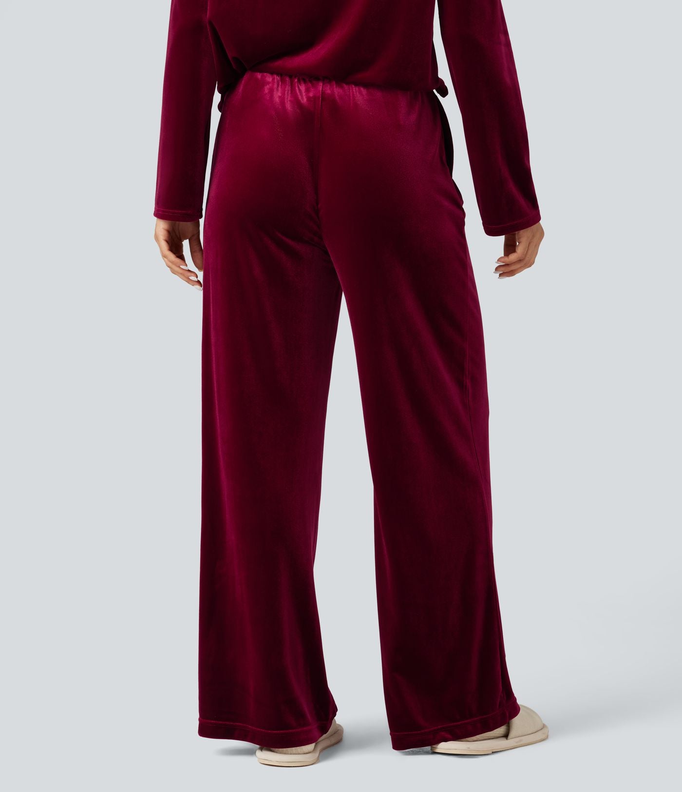 Pantalon détente baggy velours taille haute avec poches