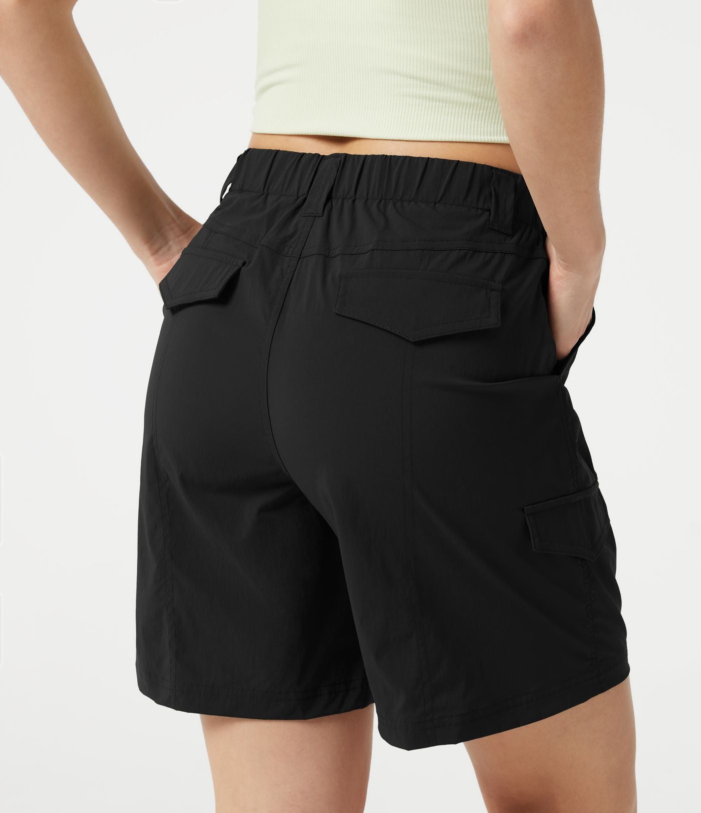 Short cargo bermuda taille mi-haute 17,5 cm avec poches
