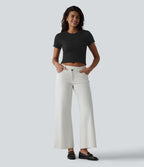 T-shirt crop décontracté OneForm Seamless Flow col rond manches courtes