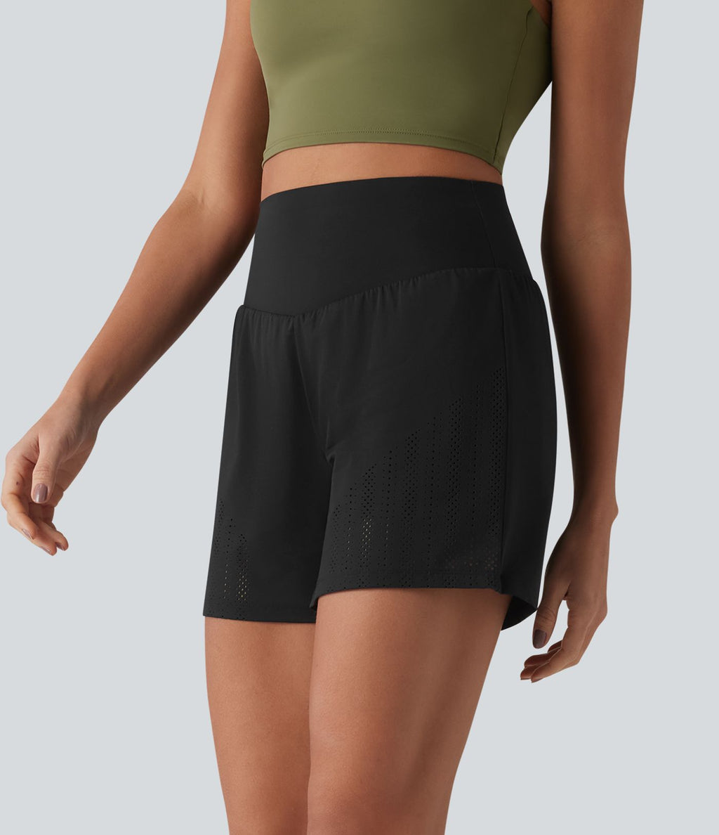 Short de course 2-en-1 12,5 cm taille haute avec poches