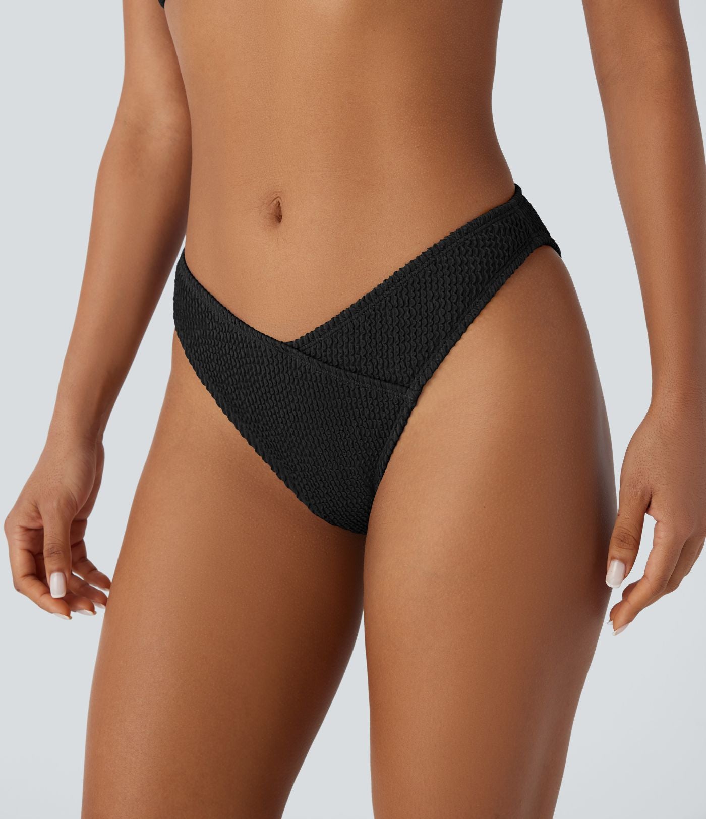 Bas de Bikini à Texture Croisée et Taille Basse