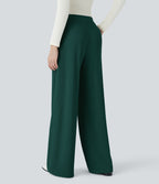 Halara Flex™ Pantalon Tailleur Évasé à Taille Haute Sculptant la Silhouette avec Poches Latérales Micro Waffle