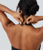 Débardeur décontracté cropped maille côtelée dos-nu boucle réglable