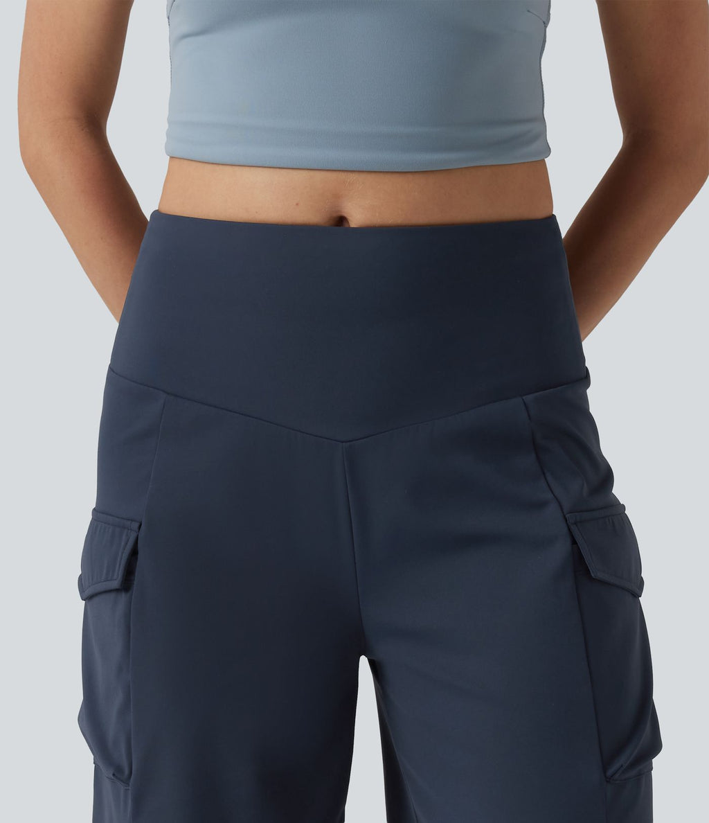 Short cargo yoga ample taille mi-haute avec poches
