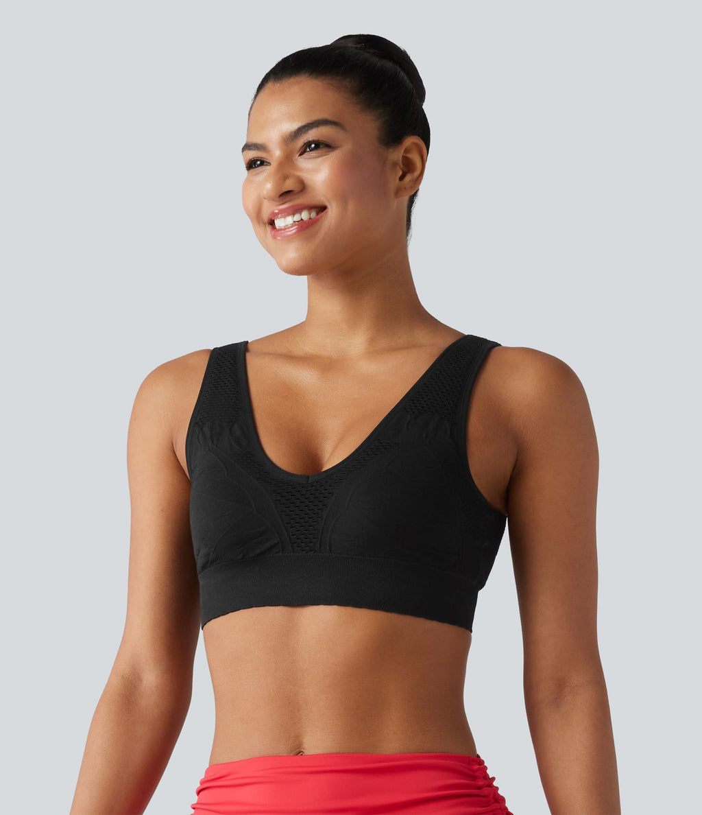 Brassière de sport OneForm Seamless Flow sans couture à col V, maintien léger, pour le yoga