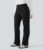 Pantalon tailleur thermique SoftlyZero™ Plush coupe droite ourlet fendu taille mi-haute avec poches