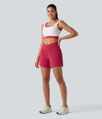 Short de yoga SoftlyZero™ Airy croisé taille haute 2-en-1 effet frais InstantCool 12,5 cm avec poches