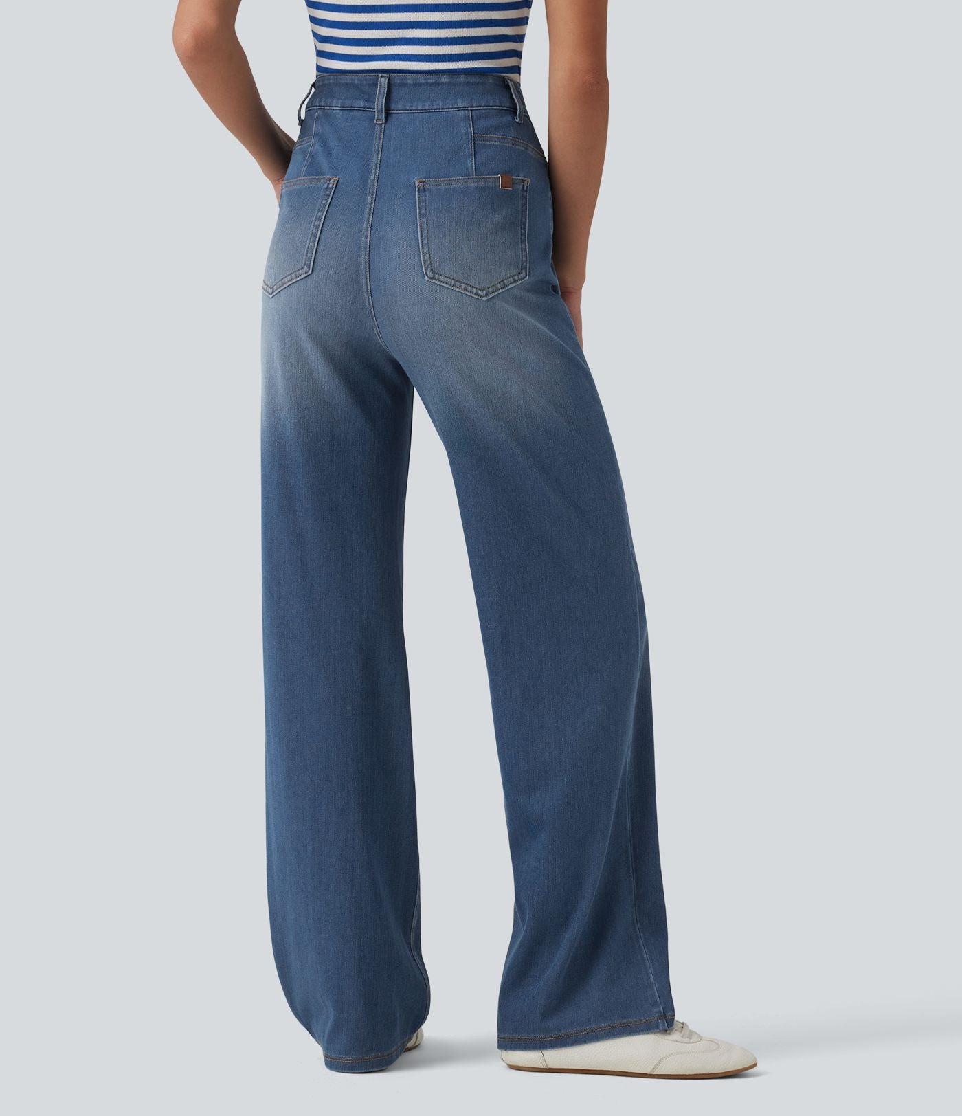 Jean Halara Flex™ taille haute, coupe droite décontractée, avec poches