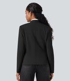 Blazer tailleur ajusté en sergé manches longues avec poches