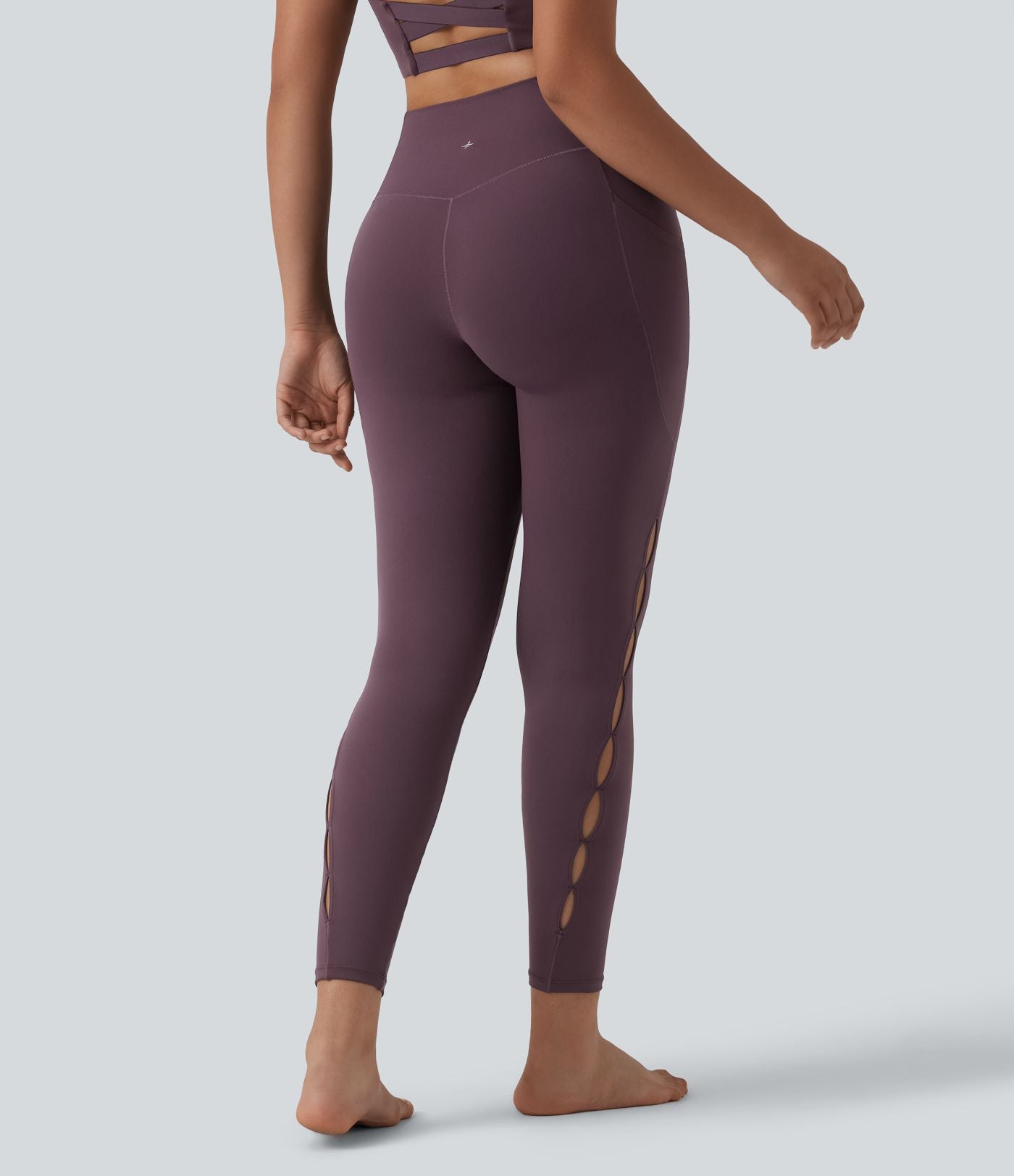 Legging de yoga SoftlyZero™ 7/8 taille haute croisée découpes avec poches - UPF50+