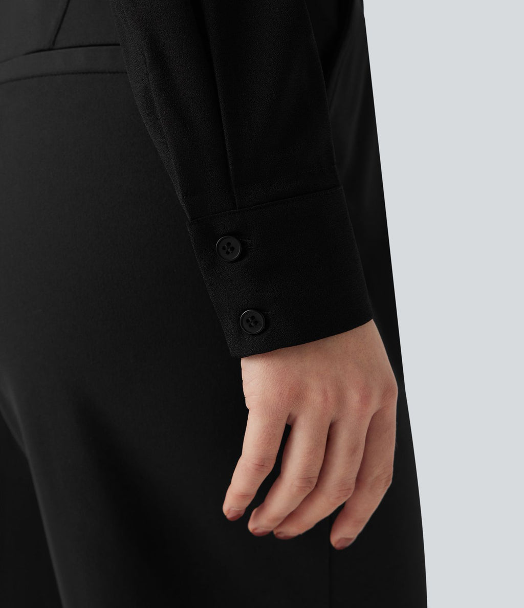 Chemise tailleur manches longues ourlet arrondi
