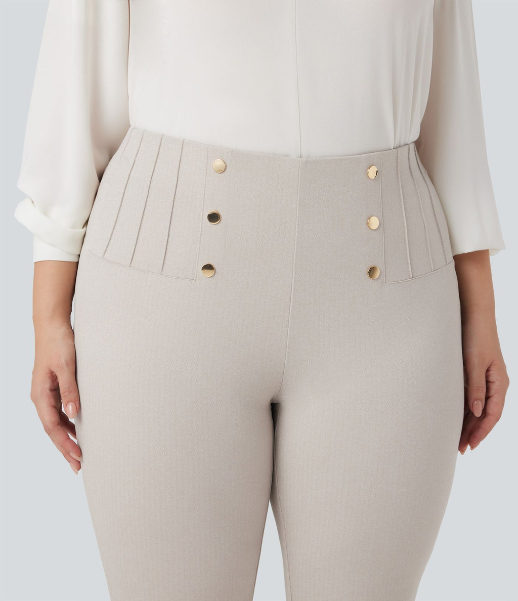 Legging de travail gainant taille haute grande taille motif chevrons avec poches