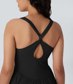 Robe active fluide Breezeful™ mini 2-en-1 à séchage rapide avec dos nu, style corset et poche - Longueur allongée