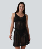 Robe mini moulante col V en maille pull