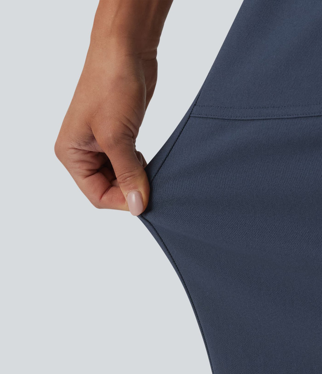 Pantalon casual droit taille haute avec poches