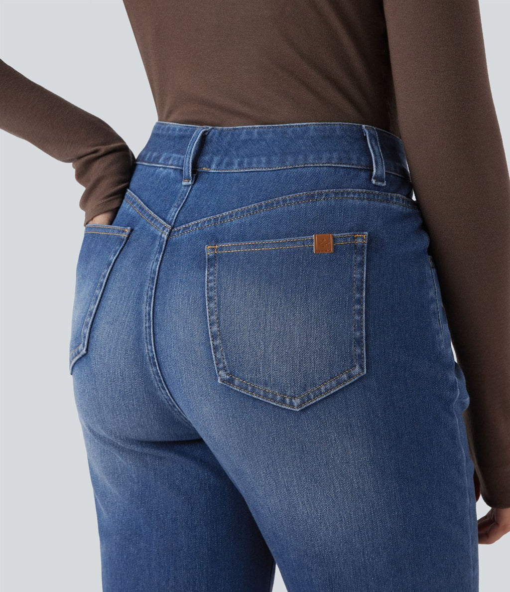 Jean décontracté Halara Flex™ ajusté taille haute ourlet retroussé avec poches